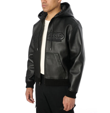 AVIREX SCRIPT NAPPA LEATHER HOODIE