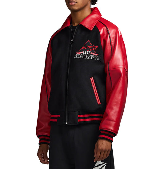 AVIREX CLASSIC WOOL LEATHER VARSITY JACKET-BLACK AVF251O31