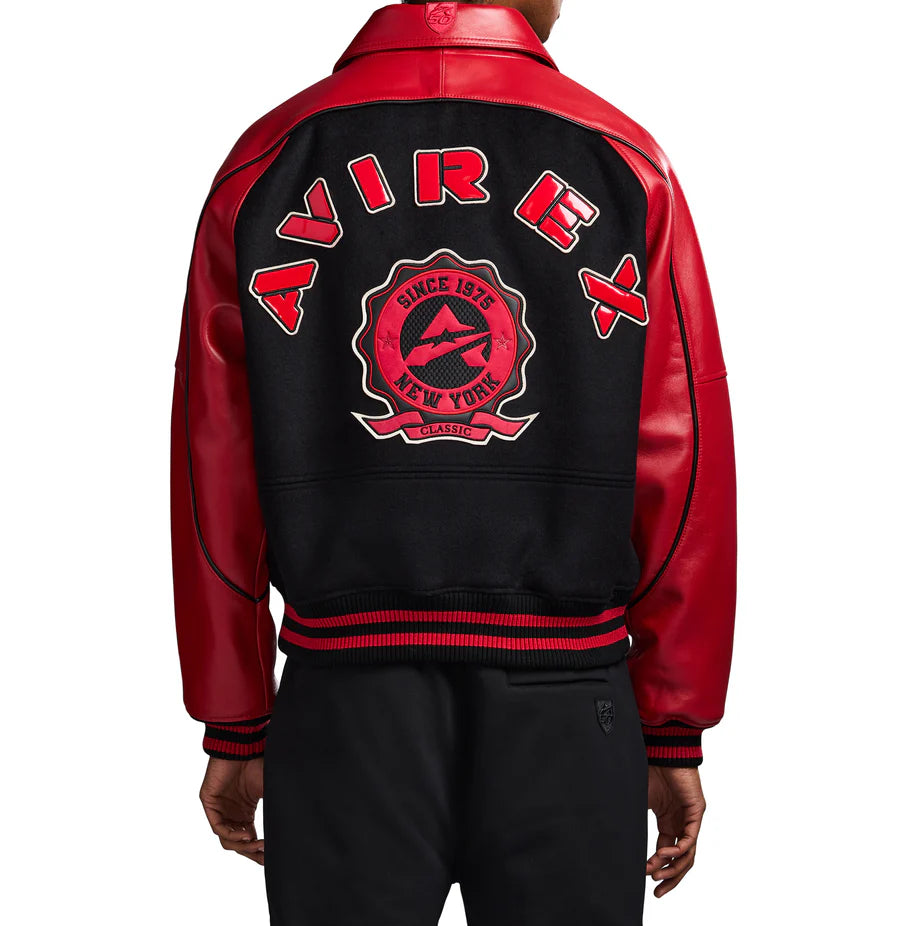 AVIREX CLASSIC WOOL LEATHER VARSITY JACKET-BLACK AVF251O31