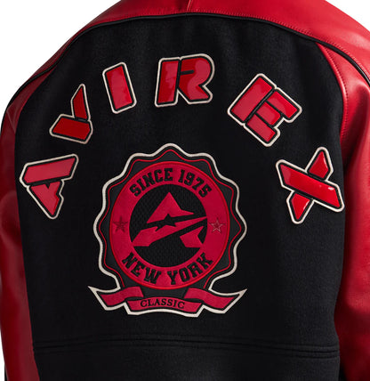 AVIREX CLASSIC WOOL LEATHER VARSITY JACKET-BLACK AVF251O31