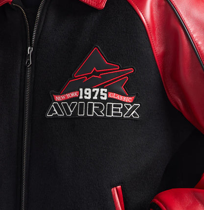 AVIREX CLASSIC WOOL LEATHER VARSITY JACKET-BLACK AVF251O31
