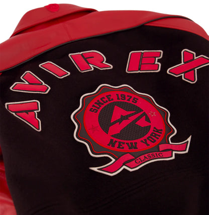AVIREX CLASSIC WOOL LEATHER VARSITY JACKET-BLACK AVF251O31