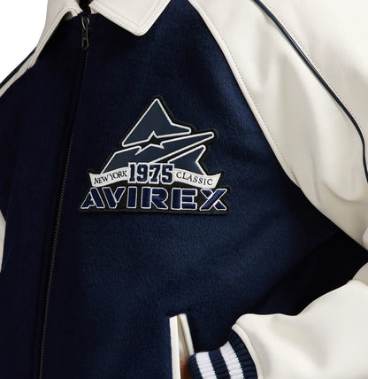 AVIREX CLASSIC WOOL LEATHER VARSITY JACKET-NAVY AVF251O31