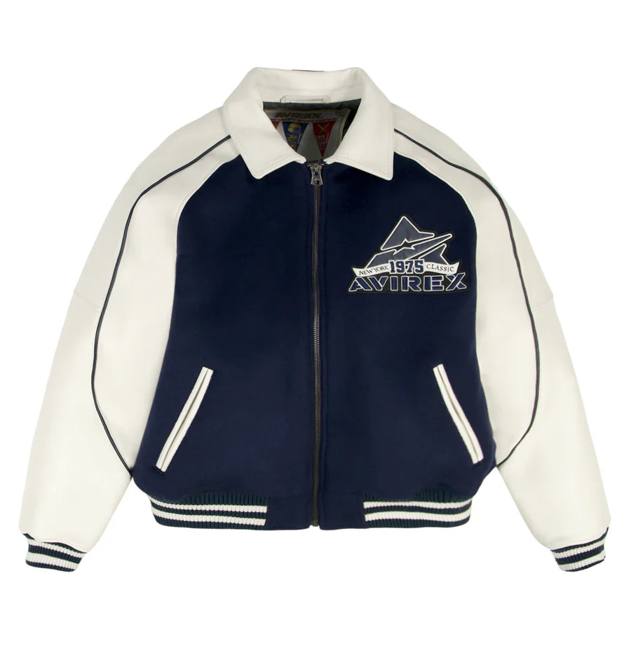 AVIREX CLASSIC WOOL LEATHER VARSITY JACKET-NAVY AVF251O31