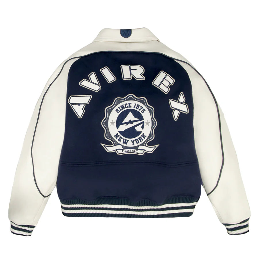 AVIREX CLASSIC WOOL LEATHER VARSITY JACKET-NAVY AVF251O31