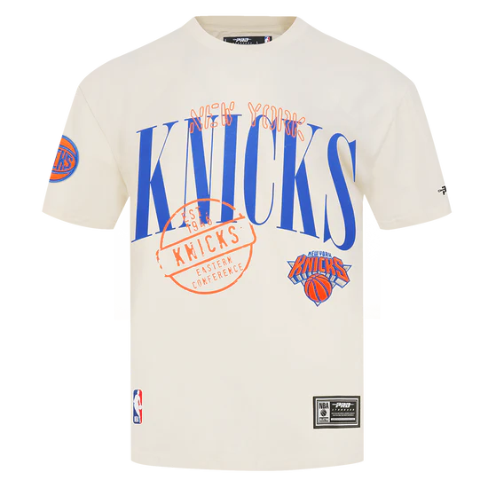 NEW YORK KNICKS STAMPED MEN'S S/S TEE   BNK1517035 EGGSHELL