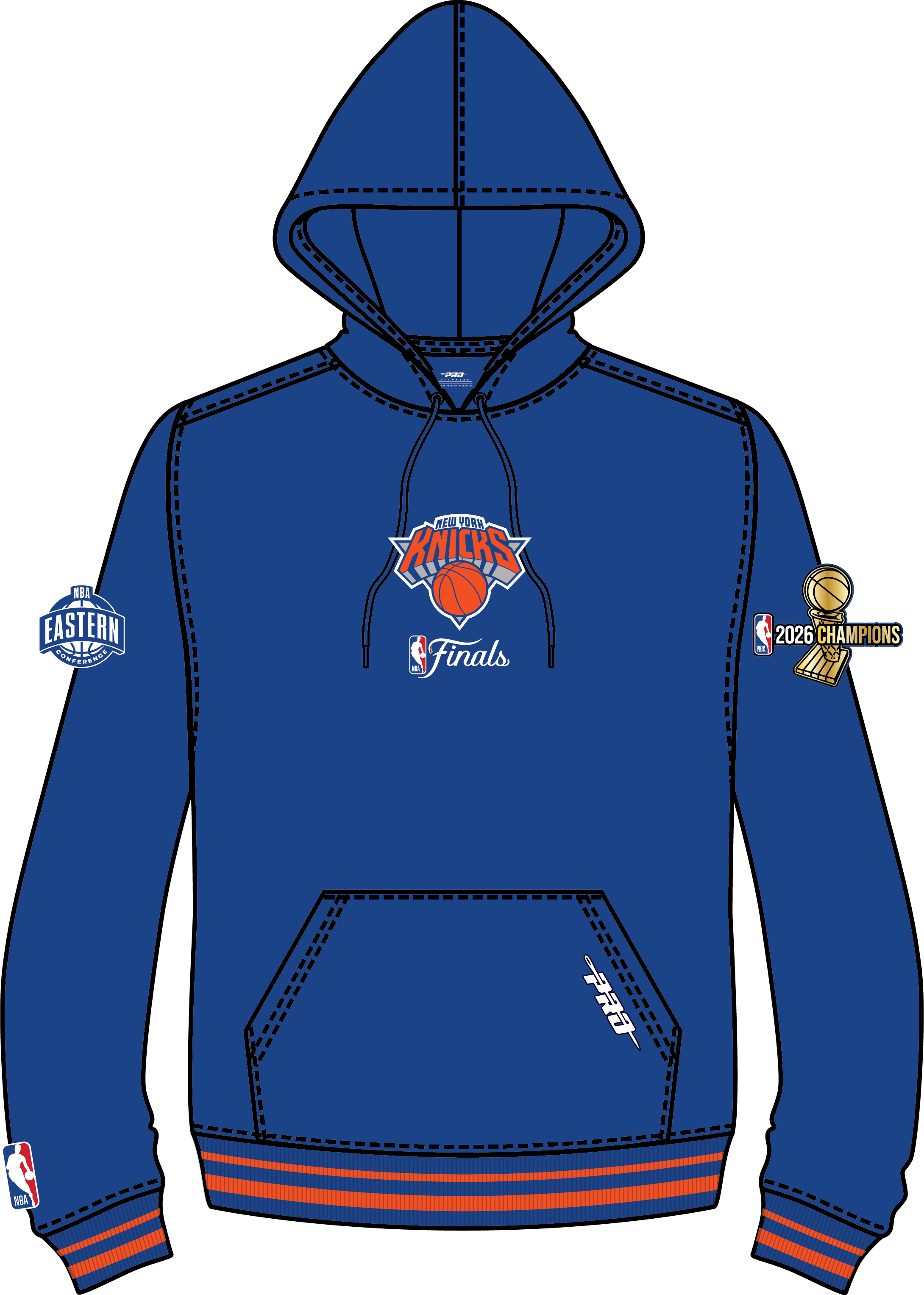 NEW YORK KNICKS NBA FINALS 2026 M RIB FLC PO HOODIE