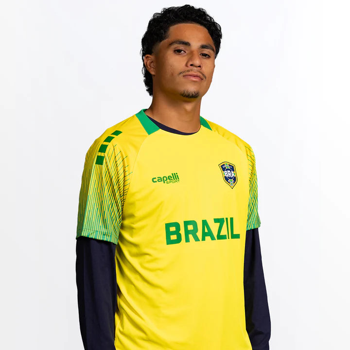 BRAZIL HOME MET LINES SOCCER JERSEY