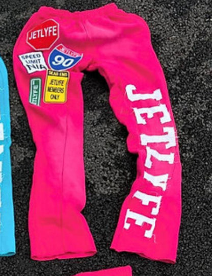 JETLYFE Multi Logo Patch Joggers-FUCHSIA