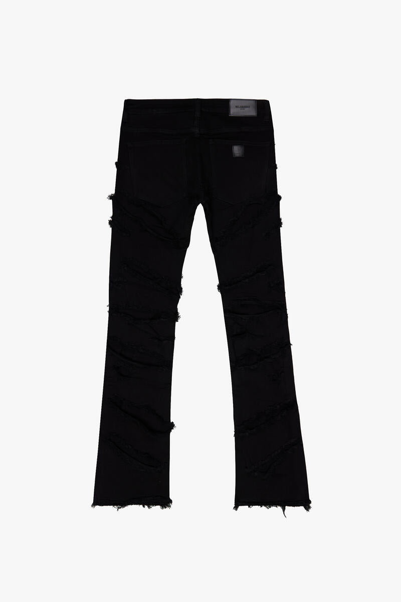 “EEYORE” FLARED STACK DENIM - BLACK (VLBS6602)