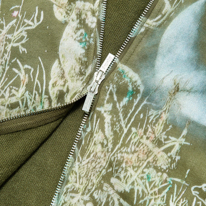 ALMOST SOMEDAY BUCKS  ZIPUP HOODIE C9-27-VINTAGE OLIVE