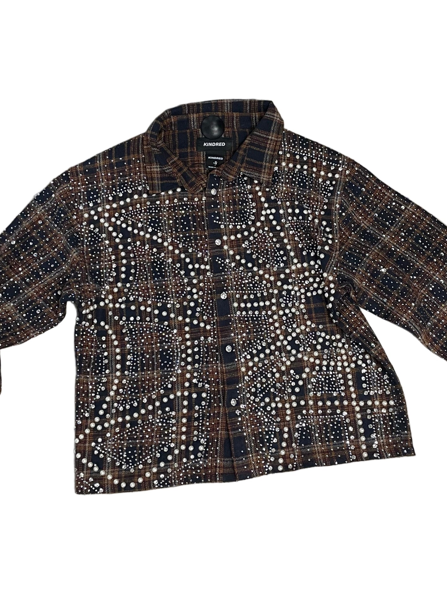 KD PREMIUM FLANNEL RHINESTONE SHIRTS-BROWN