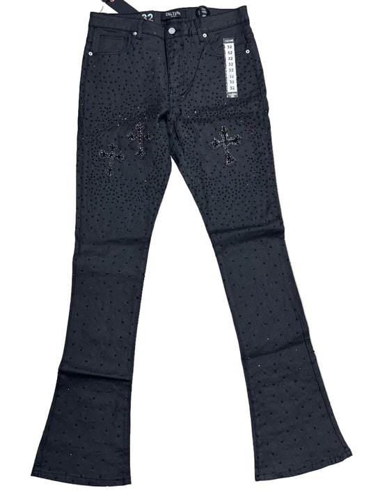 CULTURE STACKED JEANS WAXED BLACK (C814-3)