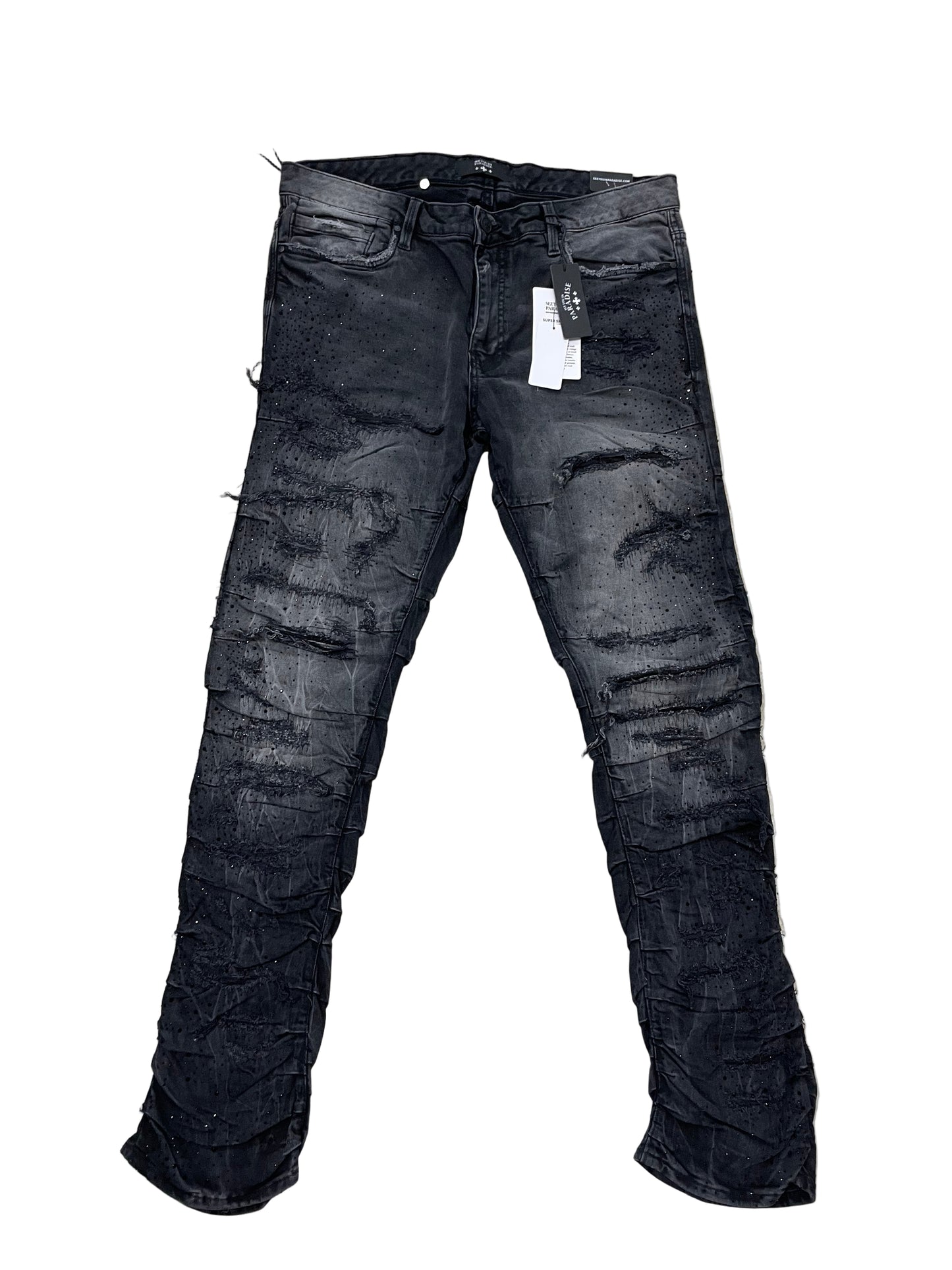 JORDAN CRAIG PLEATS AND CRYSTALS CAMO STACKED PANTS JTFP2323C