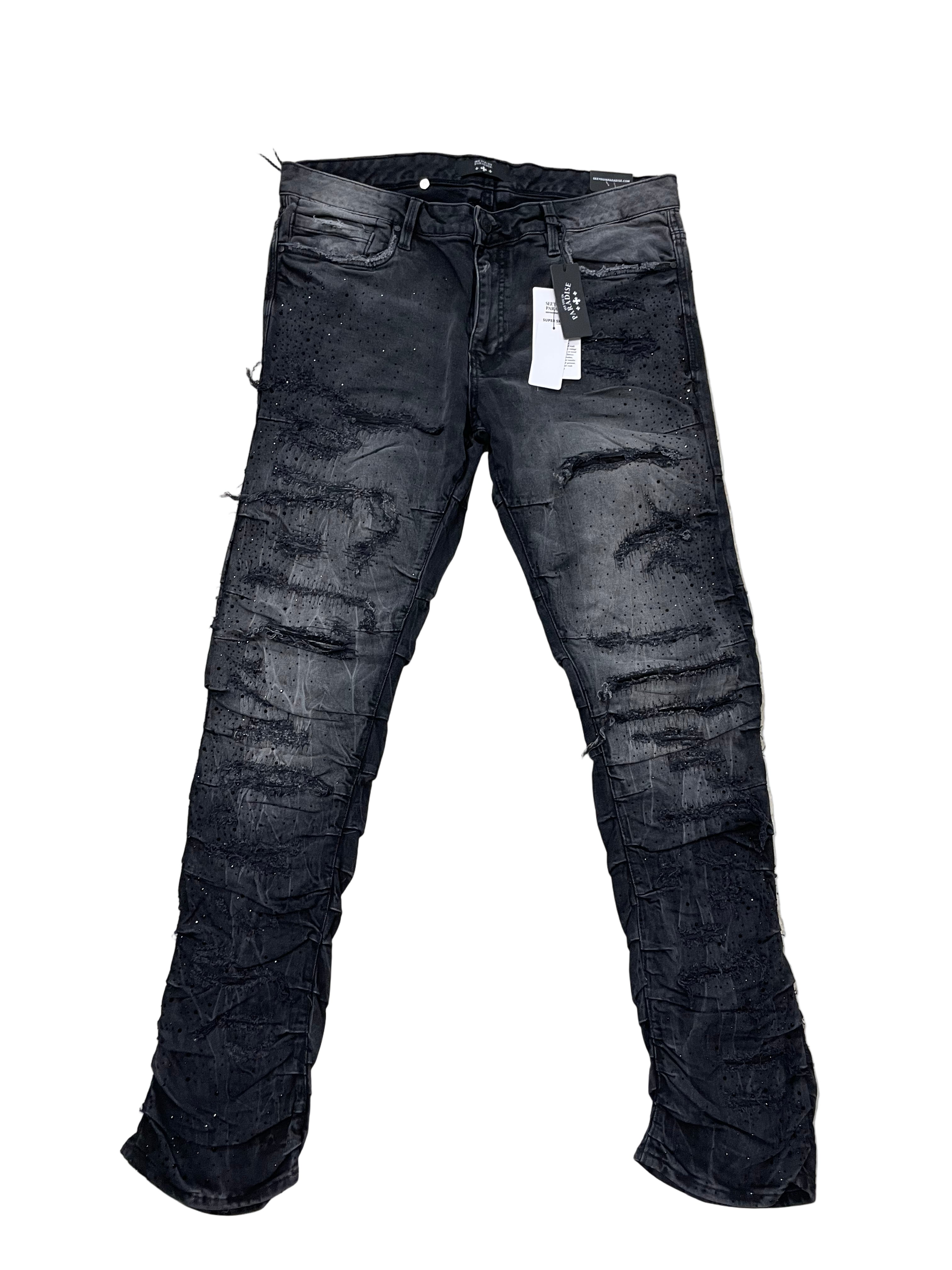 JORDAN CRAIG PLEATS AND CRYSTALS CAMO STACKED PANTS JTFP2323C