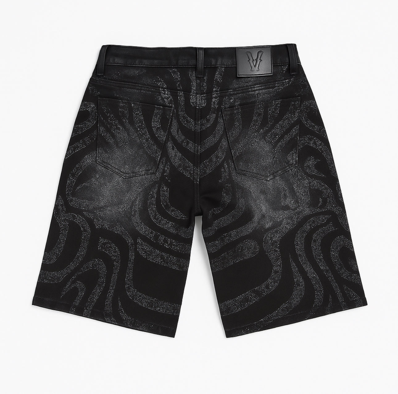 VICIOUS CAMO EMBELLISHED SHORT DENIM (VC955)-BLACK