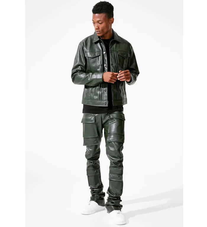 JORDAN CRAIG PU STACKED PANTS OLIVE JRF1121