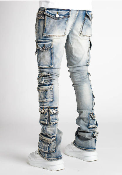 POWDER BLUE TACTICAL STACKED DENIM