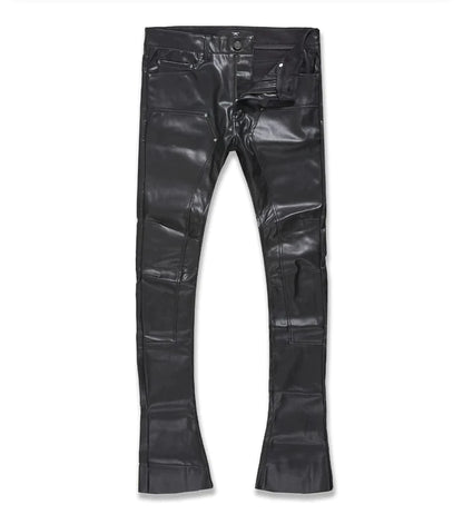 JORDAN CRAIG PU STACKED CARPENTER PANTS BLACK JRF1135