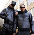 AVIREX SCRIPT NAPPA LEATHER HOODIE