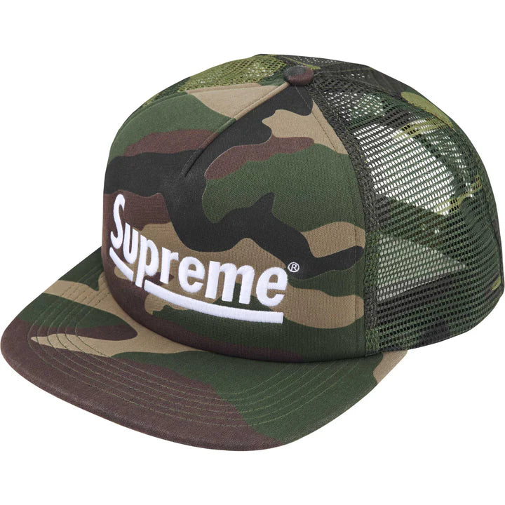 SUPREME UNDERLINE MESH BACK 5-PANEL SNAPBACK- WOODLAND CAMO