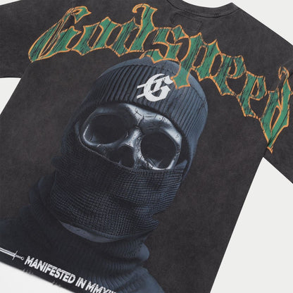 GOD SPEED Balaclava  T-Shirt (GREY WASH)