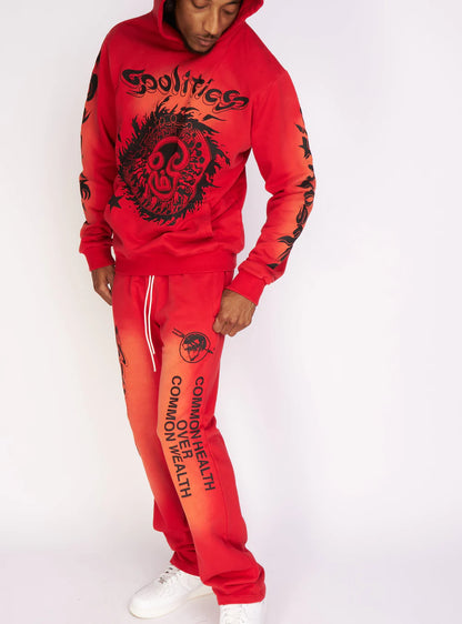 POLITICS ACID WASHED STACKED SWEATSUIT DENNIS722-RED