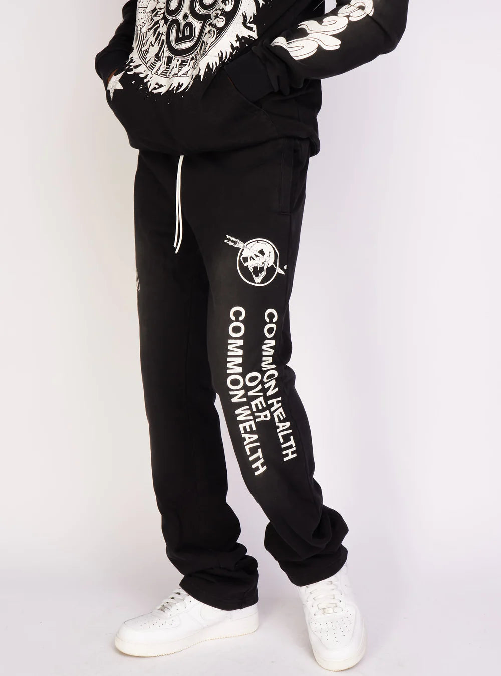 POLITICS ACID WASHED STACKED SWEATSUIT DENNIS723-BLACK