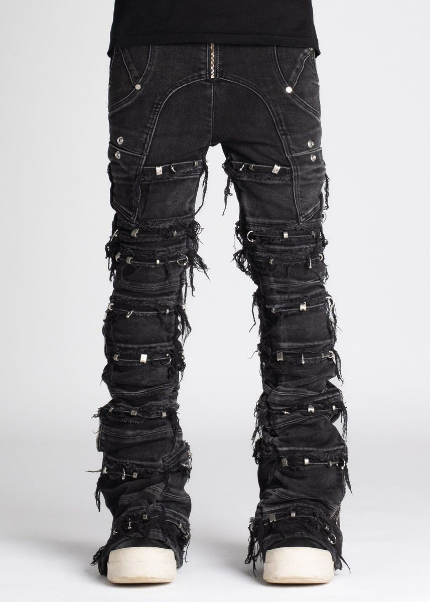 GUAPI Iron Grey Stacked Piercing Denim