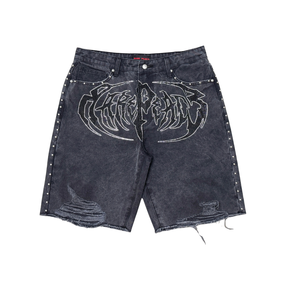 RARE PEACE Washed Black Twill Shorts RS6061