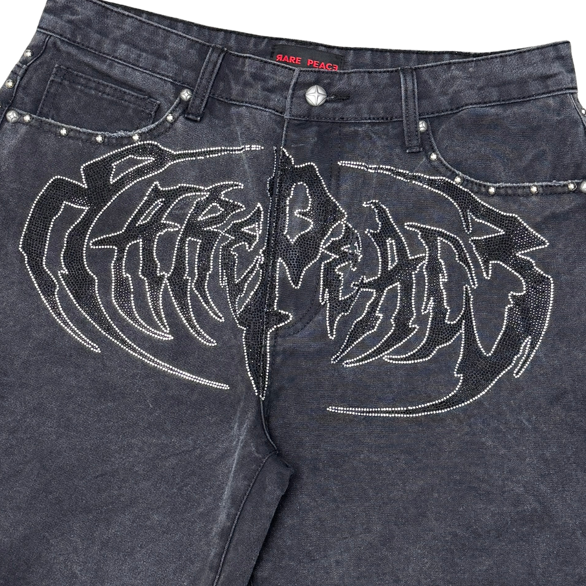 RARE PEACE Washed Black Twill Shorts RS6061