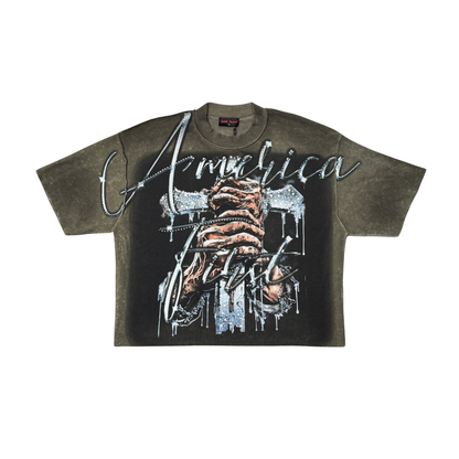 RARE PEACE Sword Waffle Tee Olive RT6027