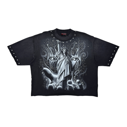RARE PEACE Statue Of Liberty World Is Yours Tee Black RT6022