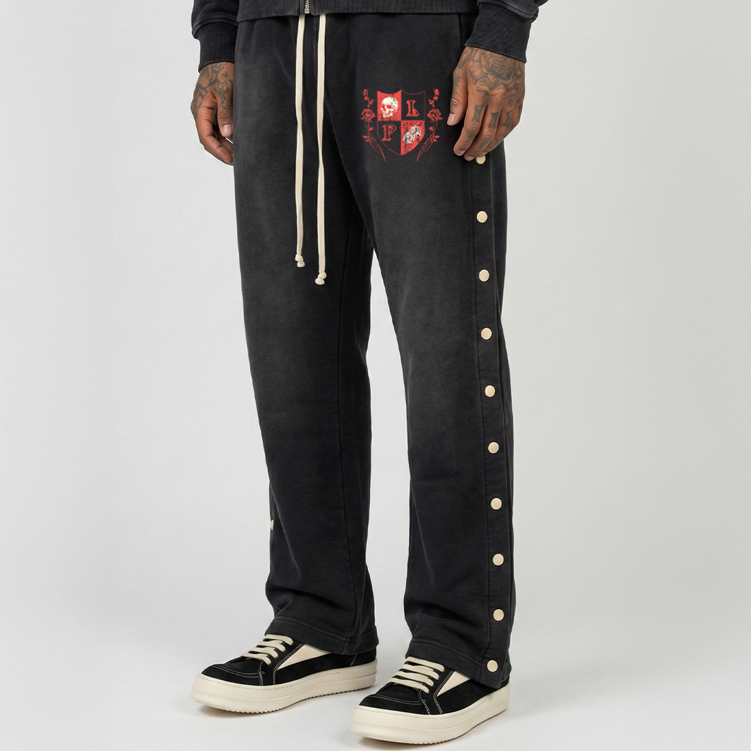 PARADASE LOST Crest Snap Trouser - Black - PL00797