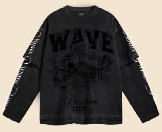 MR WAVE PICASSO (BLACK) L/S LAYERED TEE (WDS-2LS007R)