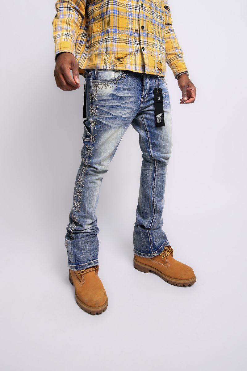 SHADOW Skinny Boot Cut TH-03-WASH BLUE