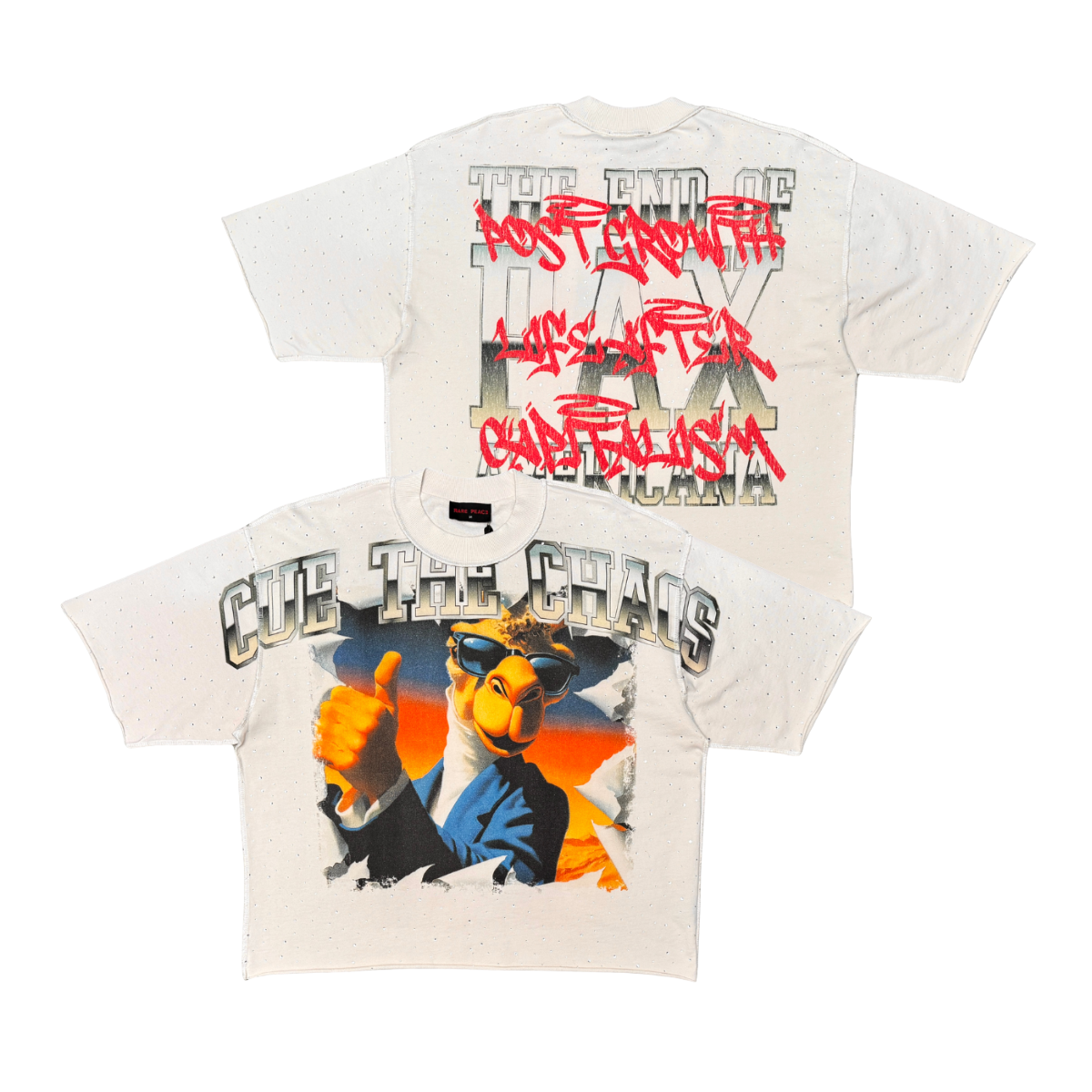 RARE PEACE Mini F Terry Cue The Chaos Camel Tee Ecru RT6029