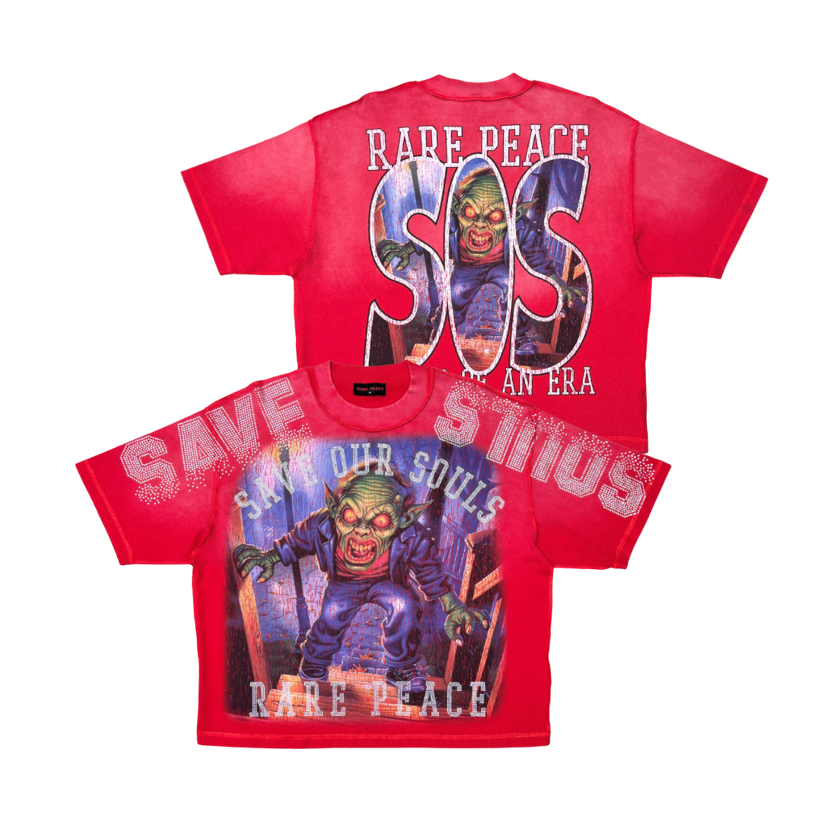 RARE PEACE Save Our Souls Tee Red RT6013