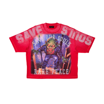 RARE PEACE Save Our Souls Tee Red RT6013
