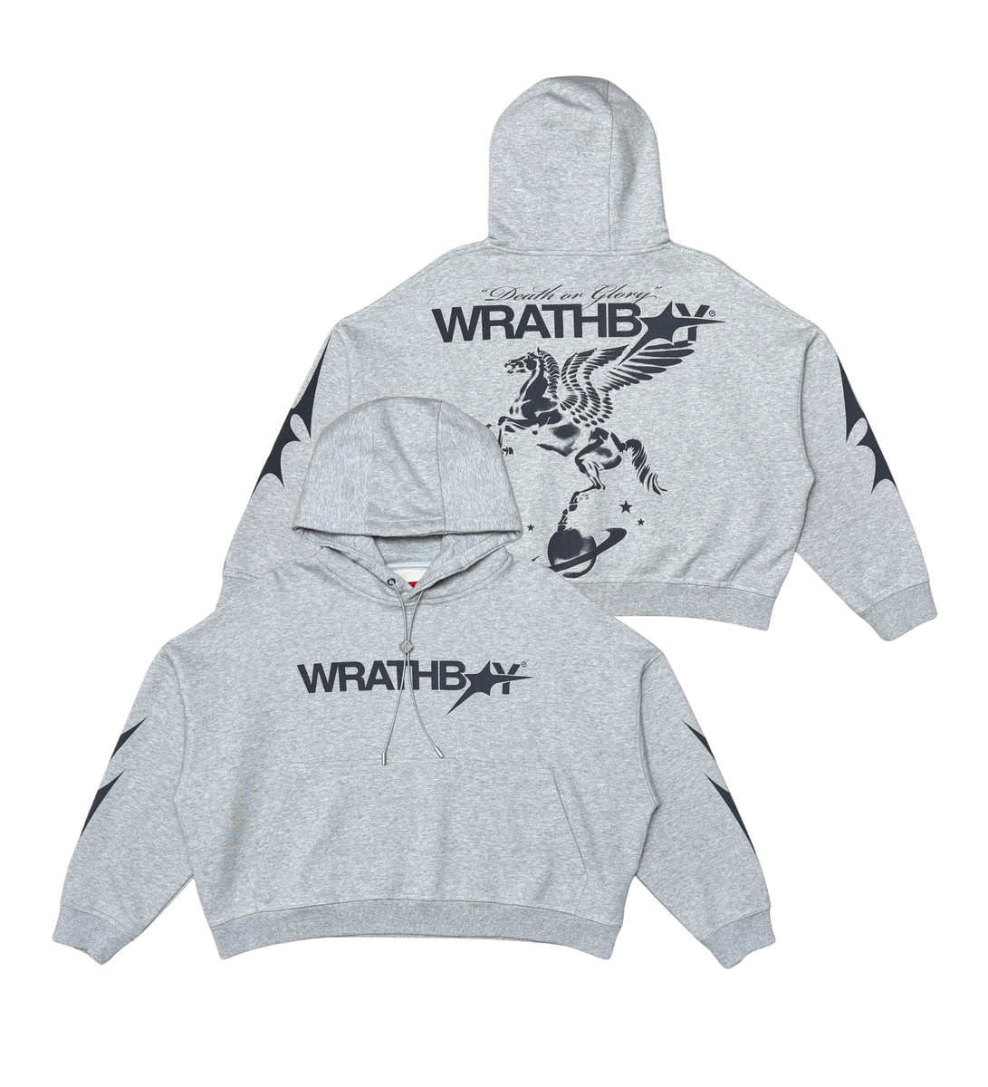 Wrathboy CROP DEATH GLORY HOODIE WB05-046-GREY