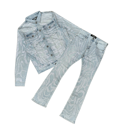 VICIOUS INDIGO BLUE EMBELLISHED JACKET (VC804)