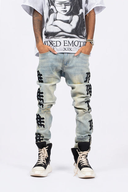 MIXED EMOTION Desert Monogram Denim