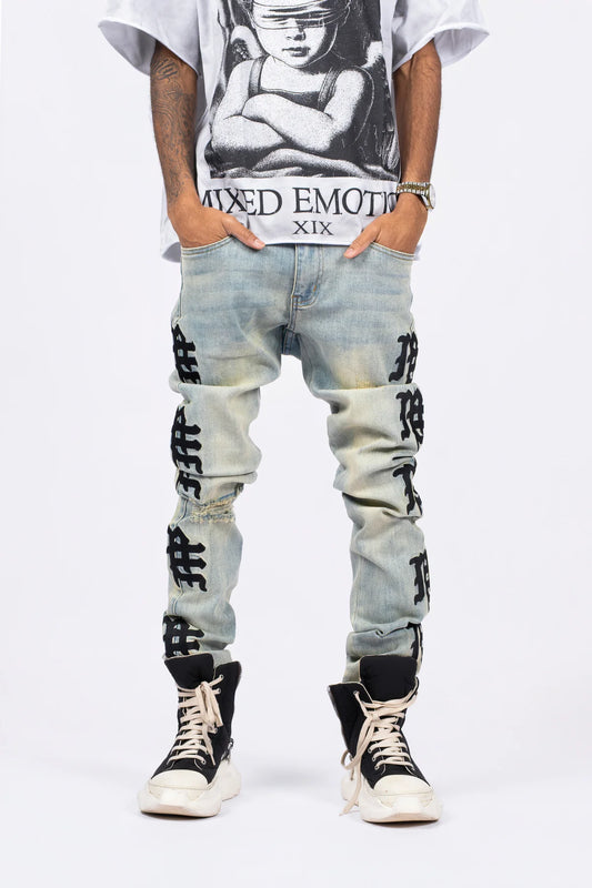 MIXED EMOTION Desert Monogram Denim