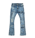 VICIOUS DENIM JEANS COATED DENIM STACKED FIT VC628-ROCKY BLUE