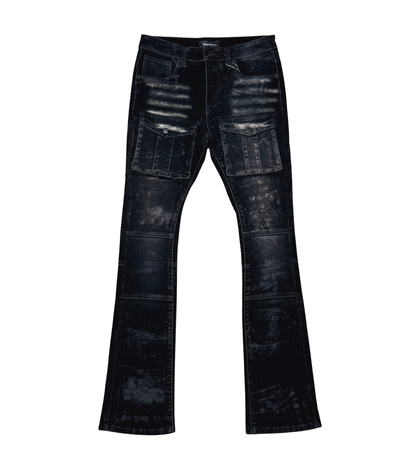 VICIOUS DENIM VELOUR COATED DENIM JEANS  VC552-BLACK