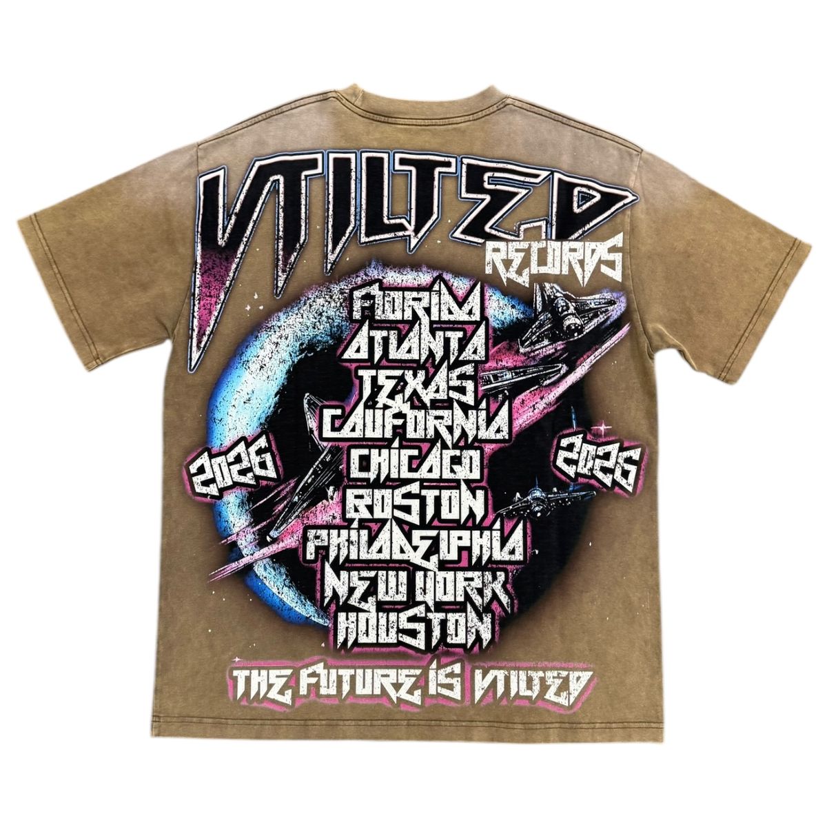 VTILTED "ASTROIDS " TEE VB-35-BROWN