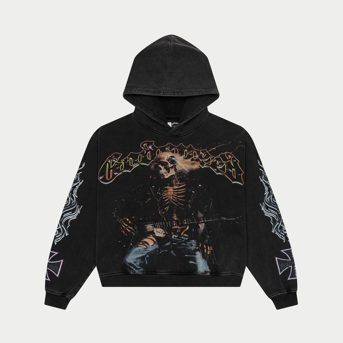 GOD SPEED ROCK-DREAMS-HOODIE-BLACK-WASH