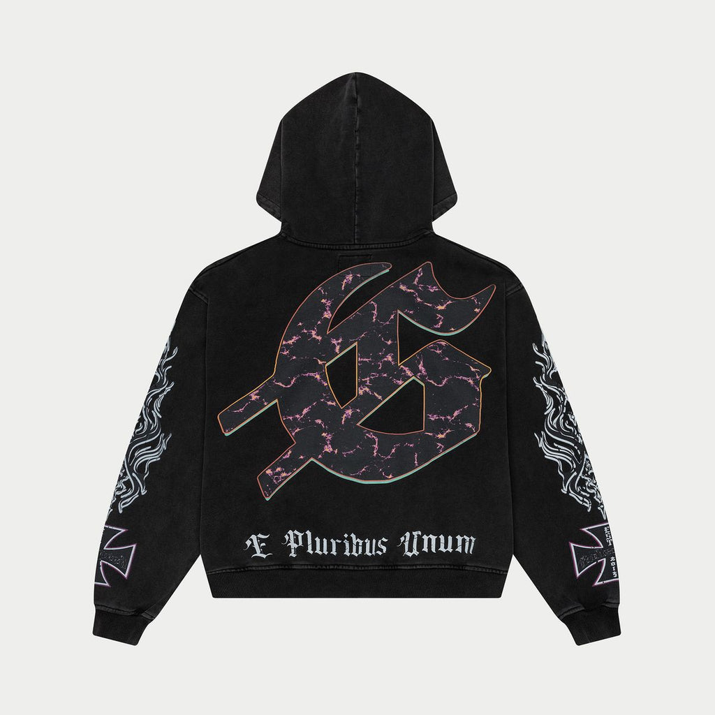 GOD SPEED ROCK-DREAMS-HOODIE-BLACK-WASH