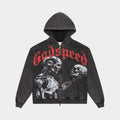 GOD SPEED MANKIND-VS-AI-ZIP-UP HOODIE-BLACK-WASH