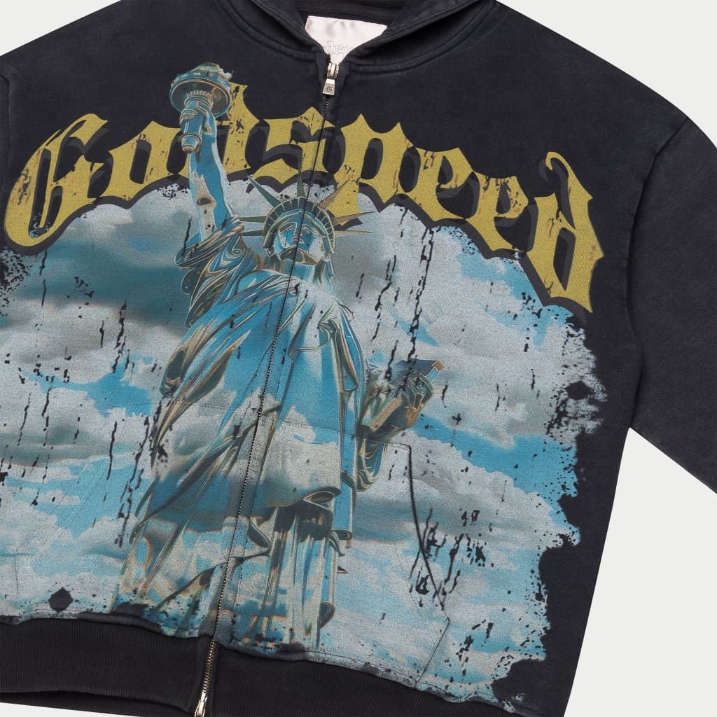 GOD SPEED CHROME-LIBERTY-ZIP-UP-HOODIE-BLACK-WASH